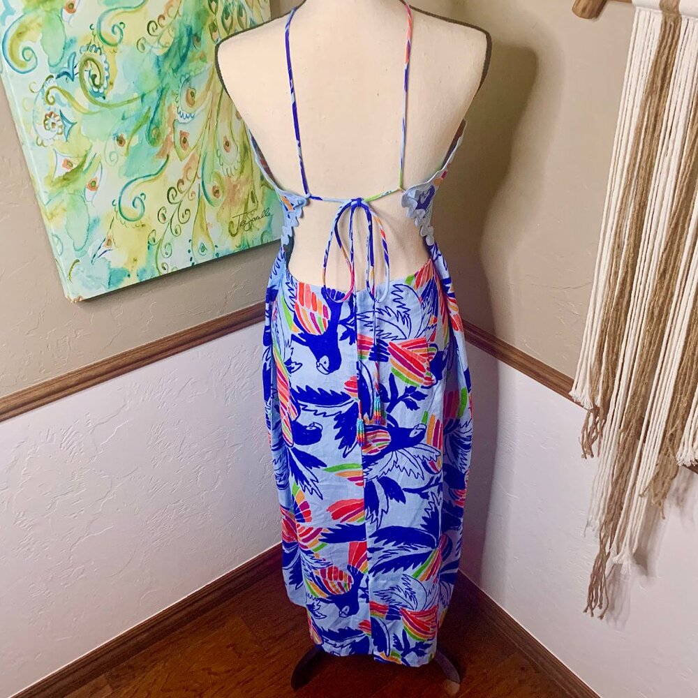 Farm Rio Blue Color Birds Midi Dress NWT Size XL - Picture 13 of 16